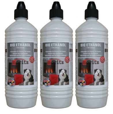 3 liter Moritz Bio Ethanol >95% für Ethanolkamine Gelkamine Rückstandslose Verb