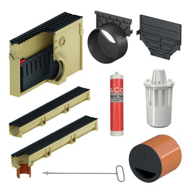 ACO Self ® Entwässerung Baukasten Rinne mit Gusseisenrost