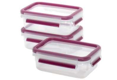 EMSA Frischhaltedose Clip &amp; Close 0,55l 3er Set himbeer