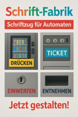 Schriftzug für Automaten Klebebuchstaben Wunschtext Aufkleber selbst gestalten