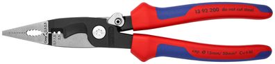 13 92 200 Elektro-Installationszange mit Mehrkomponenten-Hüllen schwarz atramentiert