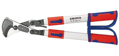 95 32 038 Kabelschere (Ratschenprinzip) mit Teleskopschenkeln mit Mehrkomponenten-Hü