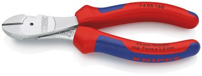 KNIPEX 74 05 160 Kraft-Seitenschneider mit Mehrkomponenten-Hüllen verchromt 160 mm