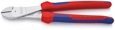 KNIPEX 74 05 250 Kraft-Seitenschneider mit Mehrkomponenten-Hüllen verchromt 250 mm