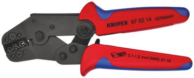 KNIPEX 97 52 14 Crimpzange kurze Bauform mit Mehrkomponenten-Hüllen brüniert 195 mm