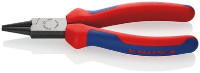 KNIPEX 22 02 160 Rundzange mit Mehrkomponenten-Hüllen schwarz atramentiert 160 mm