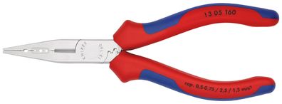 KNIPEX 13 05 160 Verdrahtungszange mit Mehrkomponenten-Hüllen verchromt 160 mm
