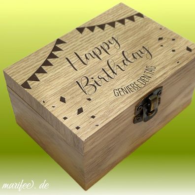 Holz-Musiktruhe zum Geburtstag, Happy Birthday, Spieluhr Art.-Nr. 11169