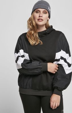 Urban Classics Damen Hoodie Ladies Mix Crinkle Nylon Sweat Hoody Black/White