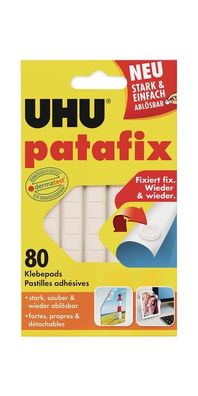 UHU Doppelseitige Klebepads patafix wei Karte mit 80 Klebepads