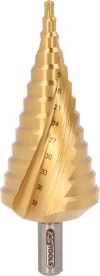 KS TOOLS HSS-TiN Stufenbohrer, 4-39mm, 13 Stufen