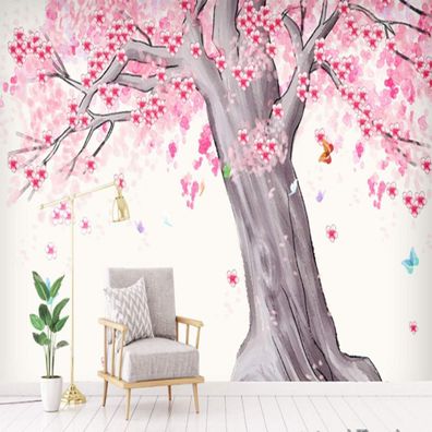 Vlies Fototapete Wandtapete Wandbilder Handgemaltes Blumen Kirschblüten 4471