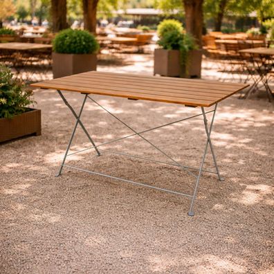 Klapptisch Biergarten Tisch Gartentisch Esstisch klappbar Akazie Stahl 120x60cm