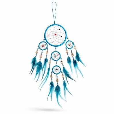 Traumfänger - Dreamcatcher mit Kaurischnecke, Muschel Ø 11,5 cm, türkis