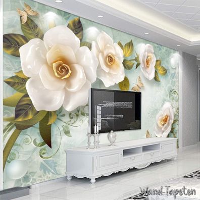Vlies Fototapete Wandtapete Wandbilder 3D Effekt Stereoplief Rosen 4480