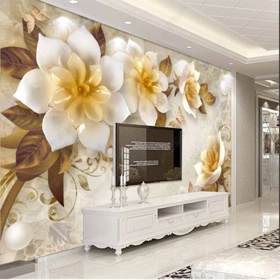 Vlies Fototapete Wandtapete Wandbilder 3D Effekt Kamelien Rosen 4481