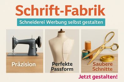 Schneiderei Reklame Wunschtext Aufkleber Werbung Beschriftung selbst gestalten