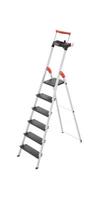 Hailo Stufenstehleiter 6 Stufen Aluminium Gesamthöhe 2100 mm