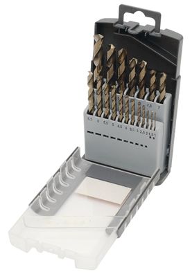 Kraftwerk 19-tlg. HSSE-Co 5 Spiralbohrer Sortiment Ø 1-10/0.5 mm