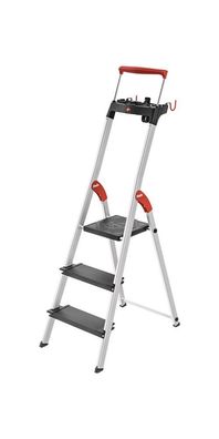 Hailo Stufenstehleiter 3 Stufen Aluminium Gesamthöhe 1430 mm
