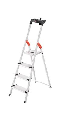 Stufenstehleiter L80 Comfortline 4 Stufen Aluminium Gesamthöhe 1610 mm Tragfähigkeit