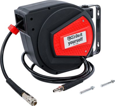 BGS Do It Yourself Druckluftschlauch mit Aufroller | automatisch | 10 m + 1,5 m
