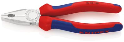 KNIPEX 03 05 180 Kombizange mit Mehrkomponenten-Hüllen verchromt 180 mm