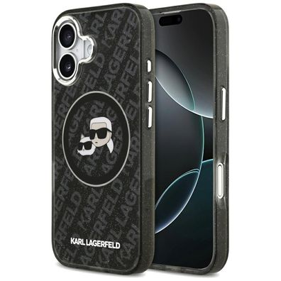 Hülle Karl Lagerfeld MagSafe iPhone 17 Kunststoff schwarz Glitzer Logo
