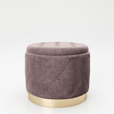 Playboy - runder Pouf "LIZ" gepolsterter Sitzhocker mit Stauraum, Rosa, Chesterfield