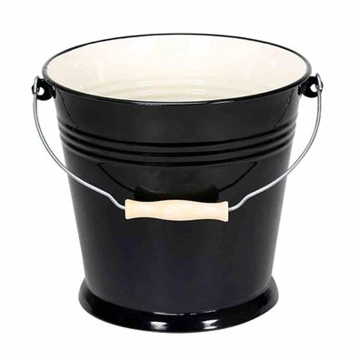Krüger Eimer "Triest" 10 l Emaille schwarz innen creme