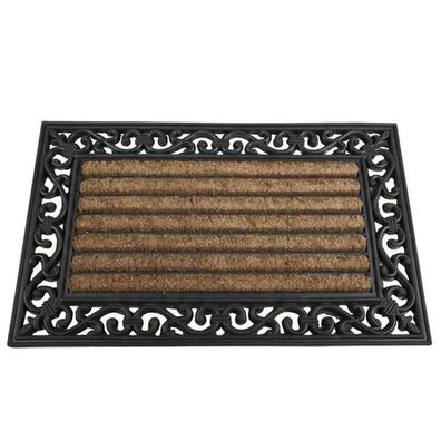 Gummimatte "Impalla" eckig, 45 x 75 cm Gummi/Kokos schwarz/natur, mit Kokosfaser