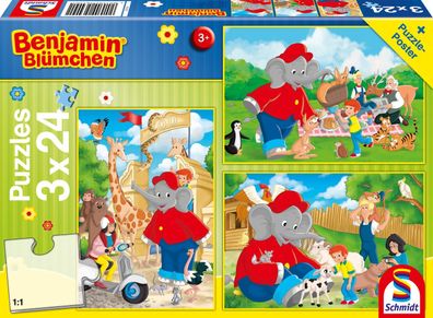 Benjamin Blümchen Im Zoo 3x24 Teile Puzzle