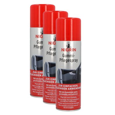 3x NIGRIN Gummipflege Spray Pflege für Gummiteile am Auto 300 ml Gummi Pflege