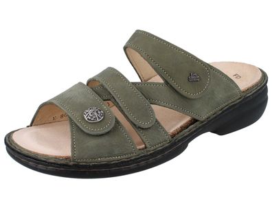 FINN Comfort Ventura Soft Damen Pantolette Hausschuhe farngrün Nubukleder