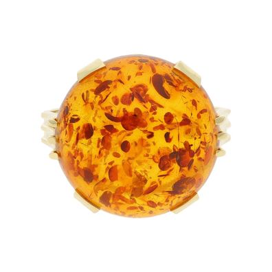 Bernstein Ring Gold 585 Second Hand 25323047 getragen