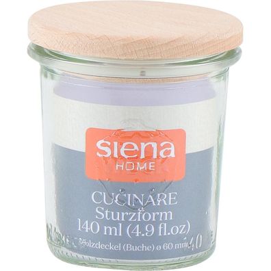 SIENA HOME Sturz-Glas "Cucinare" RR140 Weck-Glas 140 ml, Buchenholz-Deckel