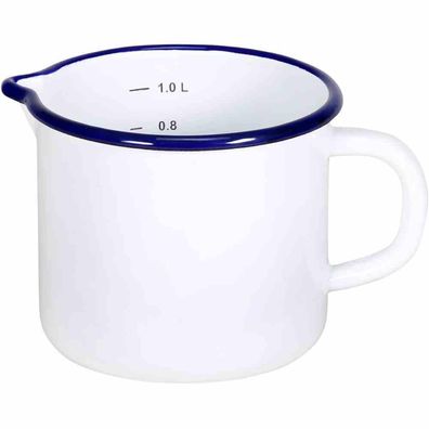 Krüger Milchtopf "Husum" 12 cm mit Ausguss Emaille weiß