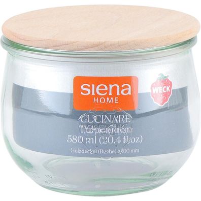 SIENA HOME Tulpe-Glas "Cucinare" HD 580 ml Weck-Glas, Buchenholz