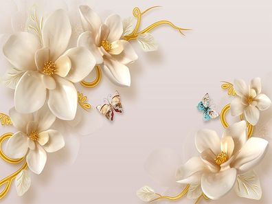 Vlies Fototapete Wandtapete Wandbilder 3D Relief Schmuckblumen 4485