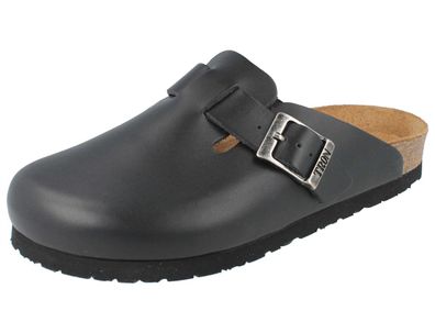 TRON Escalet slim Damen Tieffußbett Clog schwarz Glattleder