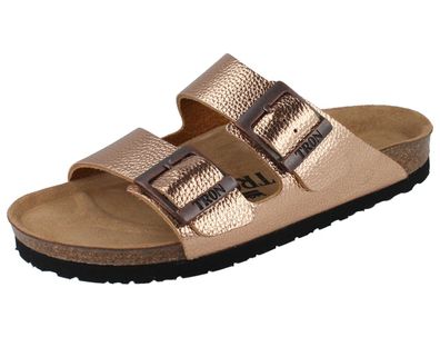 TRON Pampelonne slim Damen Tieffußbett Pantolette kupfer metallic Glattleder