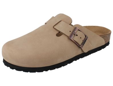 TRON Escalet slim Damen Herren Tieffußbett Clog beige Nubukleder