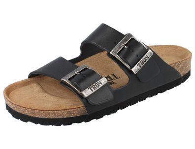 TRON Pampelonne normal Damen Herren Tieffußbett Pantolette schwarz Glattleder