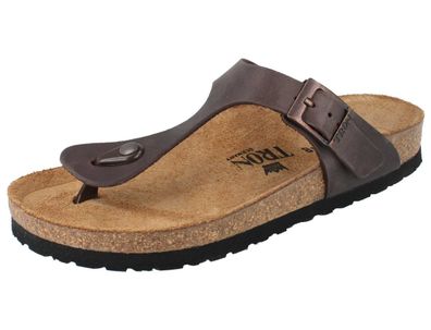 TRON Gigaro normal Damen Tieffußbett Pantolette braun Nubukleder