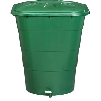Regentonne eckig 203L mit Deckel und Hahn, Farbe: grün grün, mit Deckel und Hahn