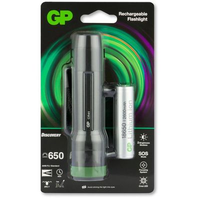GP Batterien Akku-Taschenlampe CR41, 650 Lumen, 135 m IPX7, inkl. Akku