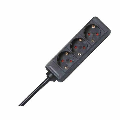 Kopp SB Steckdosenleiste 3-fach schwarz 1,4m mit 45° gedrehten Töpfen