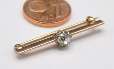 Brosche Nadel Rose Diamant Altschliff 0.40 0.50 Carat 750 Gold Antik