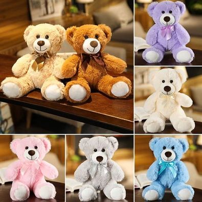 Süßer Teddybär mit Schleife Plüschtier Kuscheltier Bär Stofftier Geschenkidee NEU
