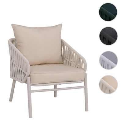 Aluminium-Gartenstuhl HWC-P90, Loungestuhl, Seilgeflecht Rope Stoff (180g/m²)